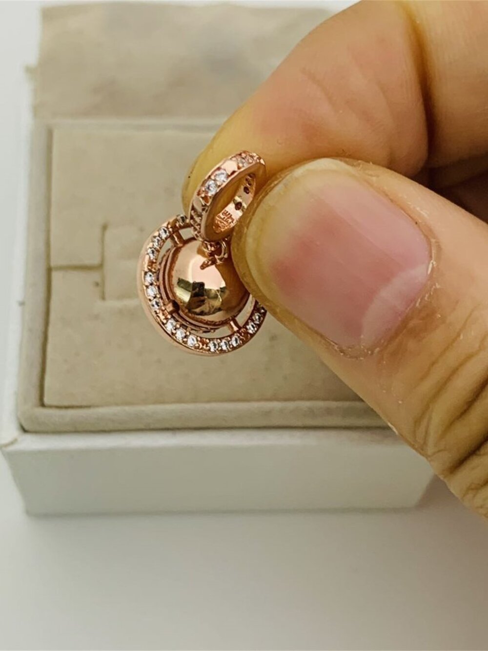 ✨🔥Pandora Confession Pink Globe Charm Rose Gold Pendant - Picture 4 of 7